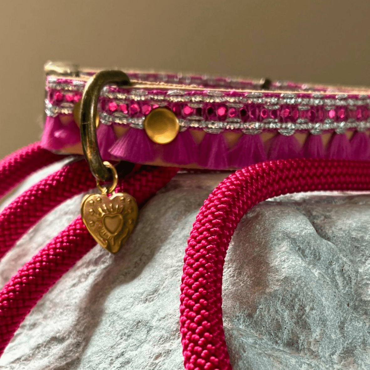 Lerenhalsband Happy fuchsia - LIMITED EDITION - Afbeelding 2