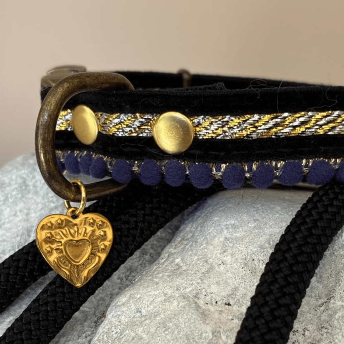 Halsband Fancy pompon paars - Afbeelding 2